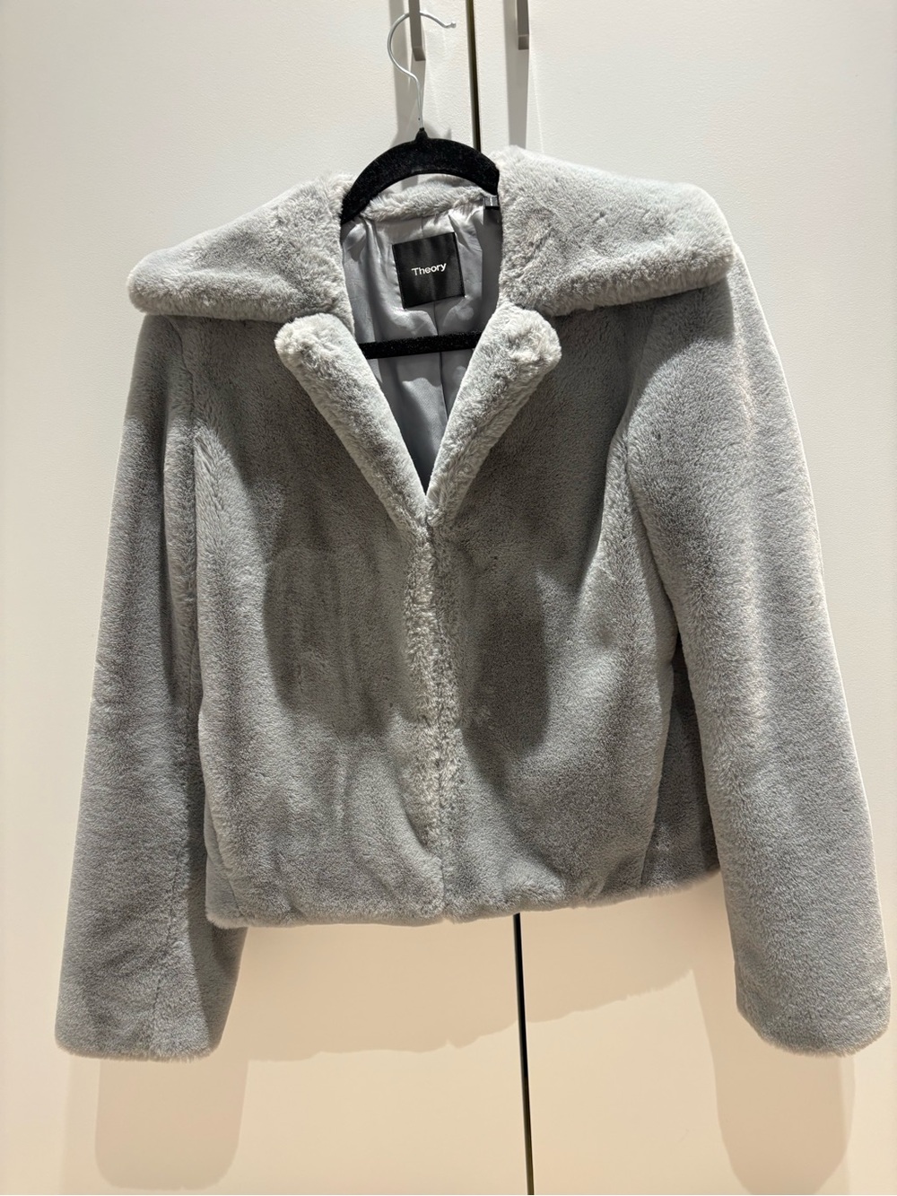 Cutest THEORY Light Gray faux fur Jacket